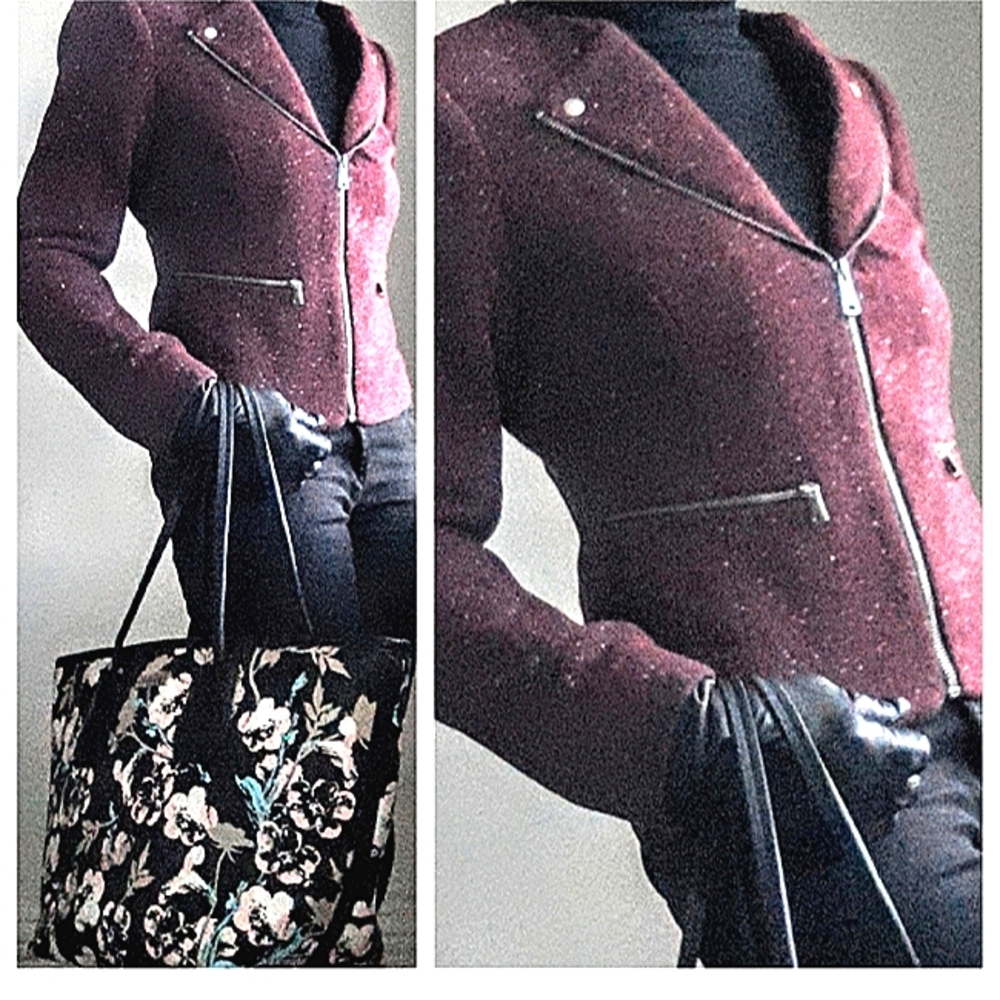 Mossimo Burgundy Tweed Moto Jacket - NWOT